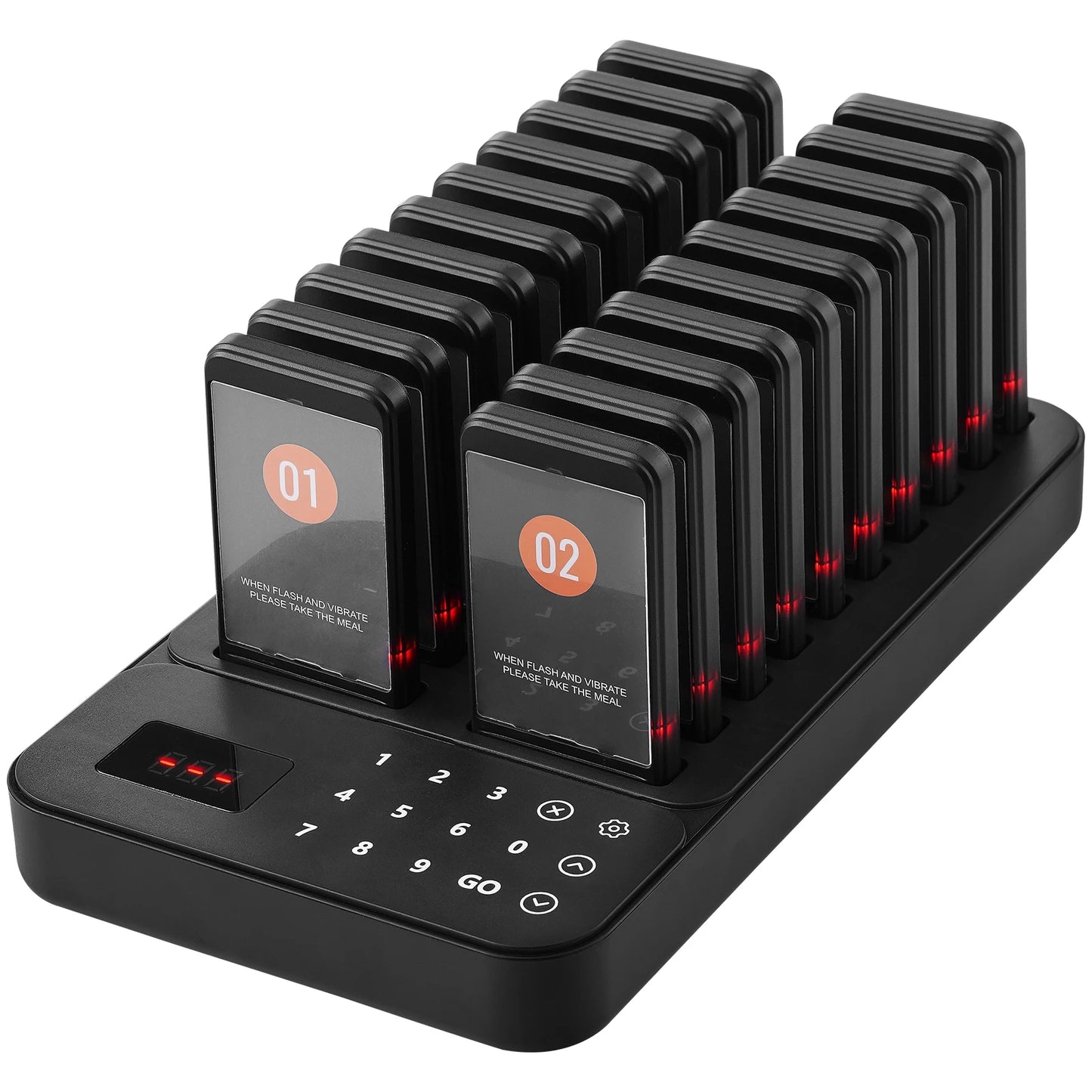 SucceBuy Wireless Restaurant Buzzer Pager 10-20 Coasters Paging Guest Calling Queuing System Touch Screen for Coffee Shop