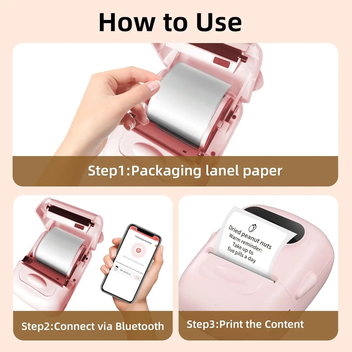 Marklife P50 Label Maker Mini Portable Thermal Printer Self-adhesive Label Printer Similar as E210 M110 Print Label Sticker