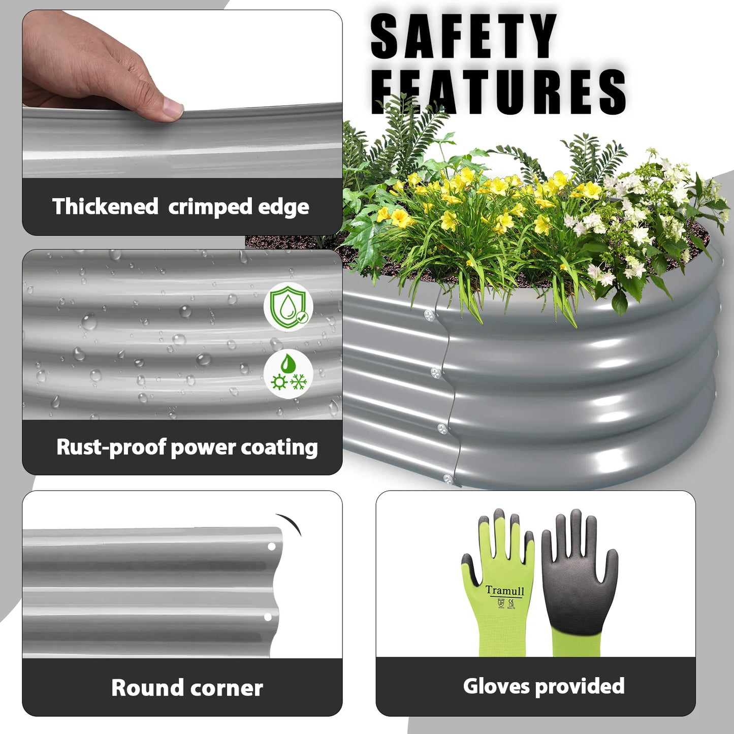 2 Pack 8x3x1Ft Galvanized Raised Garden Bed Large Metal Planter Box Kit Elevated Outdoor Garden Planters