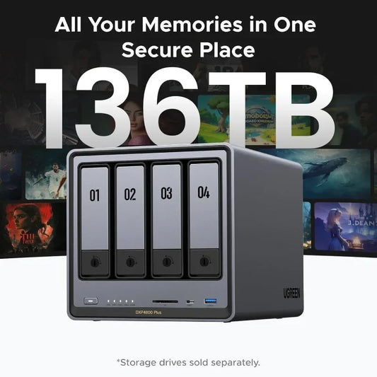 NASync DXP4800 4 Bay Desktop NAS 10GbE Five Core CPU
