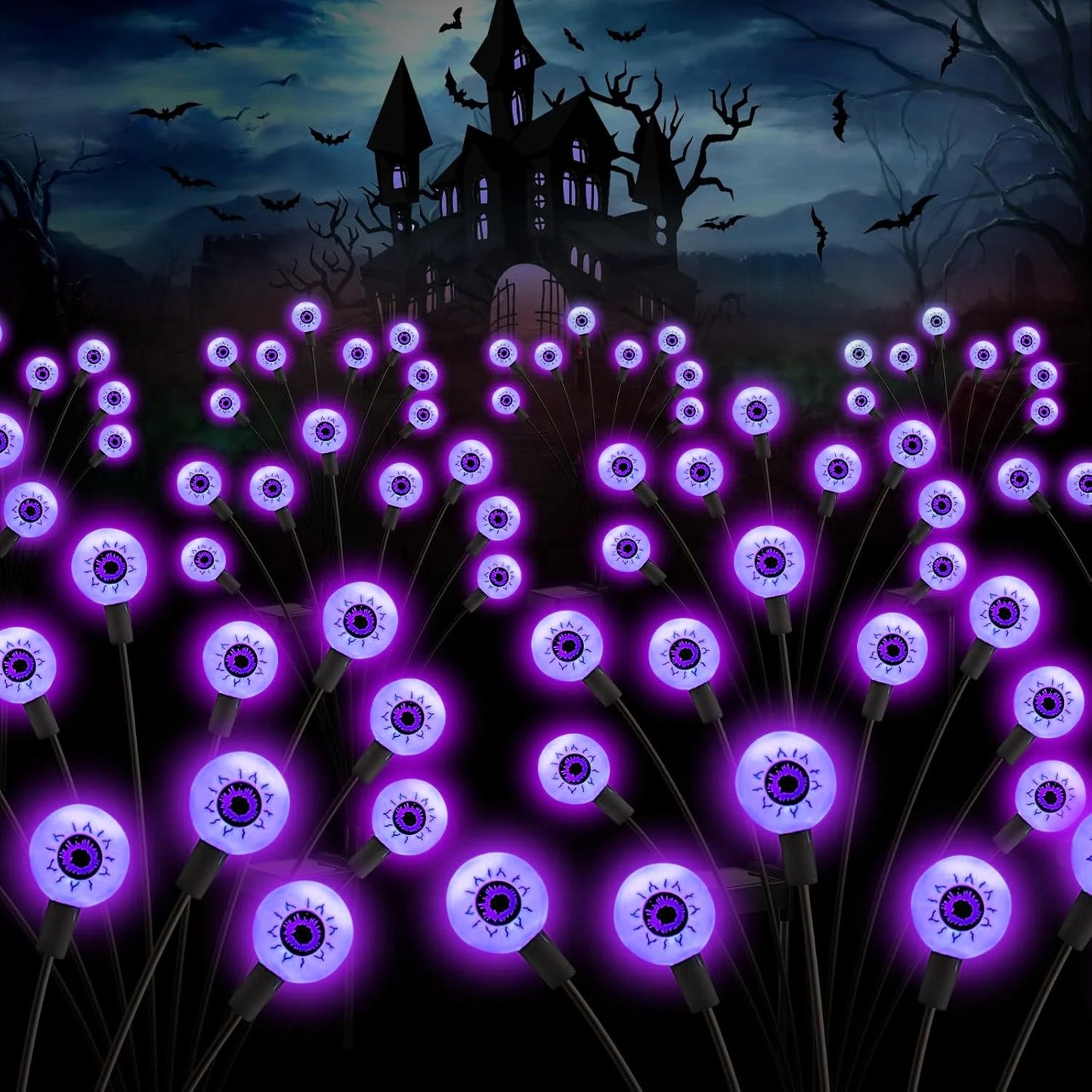 2/4/6 Pack Halloween Decorations Outdoor Solar Scary Eyeball Lights, Purple Eyeball Lights, For Yard/ Garden/ Lawn/ Party Decor