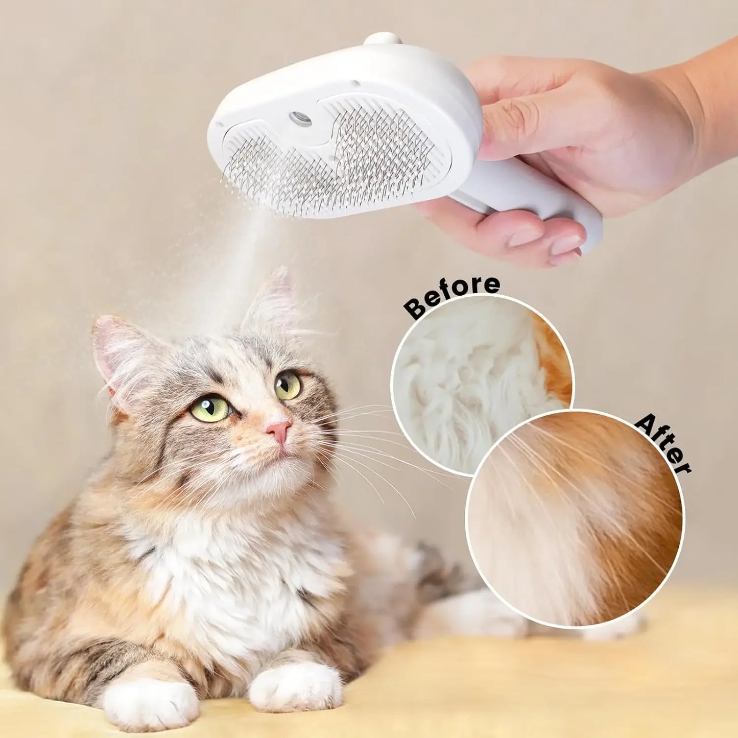 Dogs And Cats Comb Self Cleaning Pet Hair Remover Brush Dematting Grooming Tool With Built In Mist Humidifier