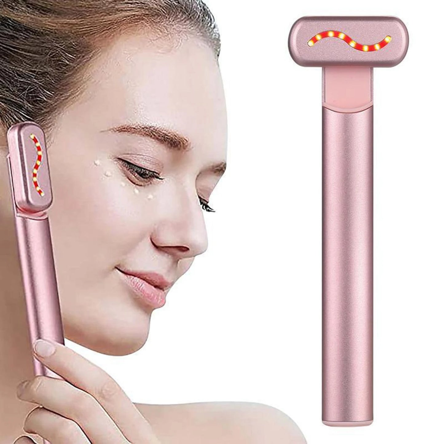 Eye Massager Wand Eye Massager Wand Rechargeable Heated Vibration Electric Facial Beauty Device for Skin Care at Home Pink