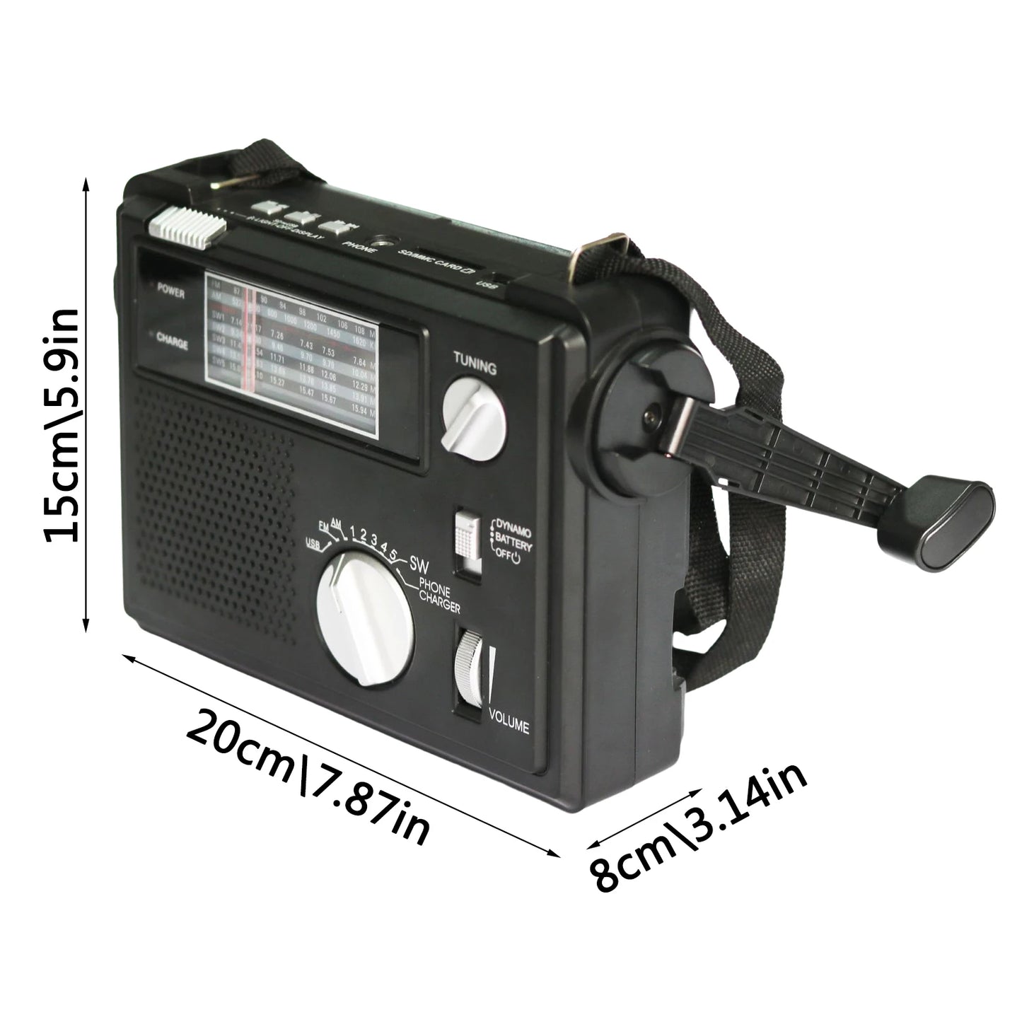 Emergency Radio Portable Emergency Radio Weather Alert Radio With Cellphone Charging Hand Crank & Battery Operated SOS Alarm