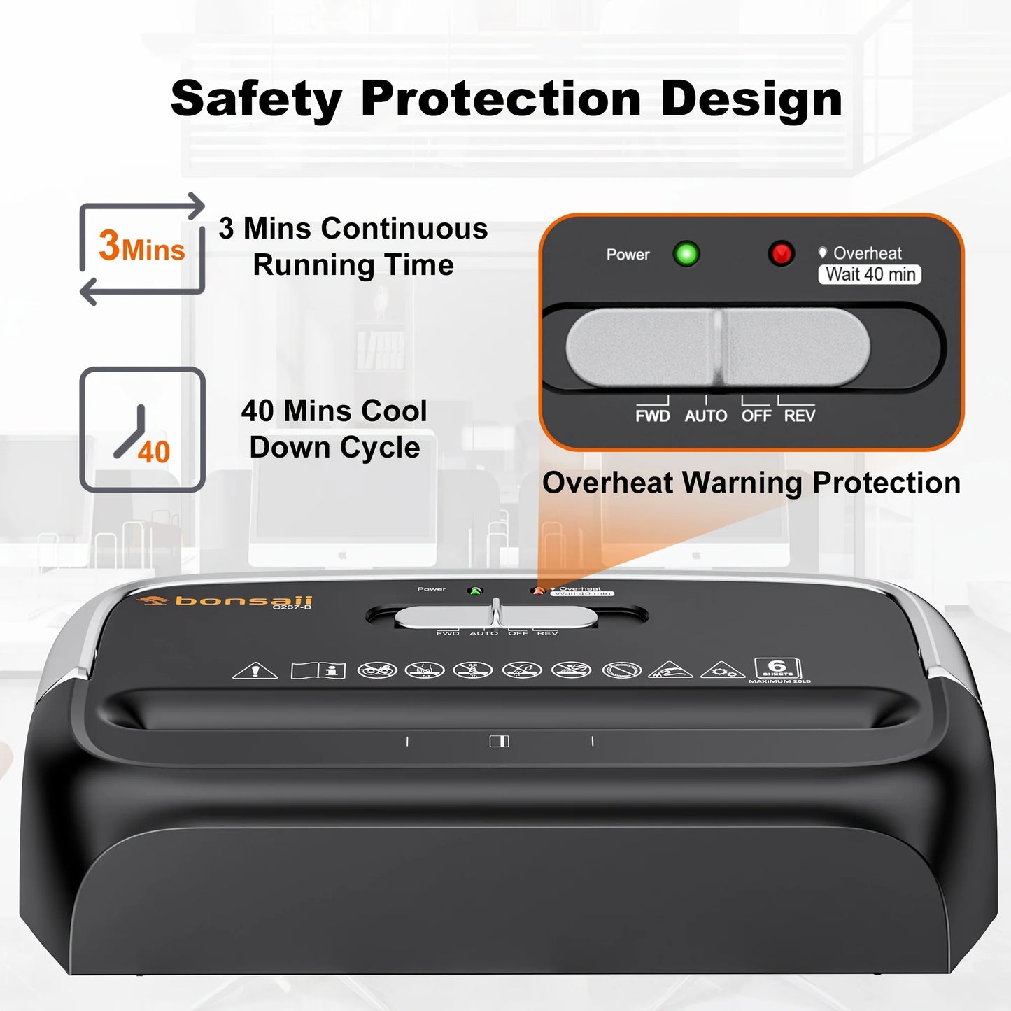6-Sheet Cross-Cut Paper Shredder with 3.4-Gallon Wastebasket for Home Office Shreds Credit Cards,Paper, Mail, Staples and Clips