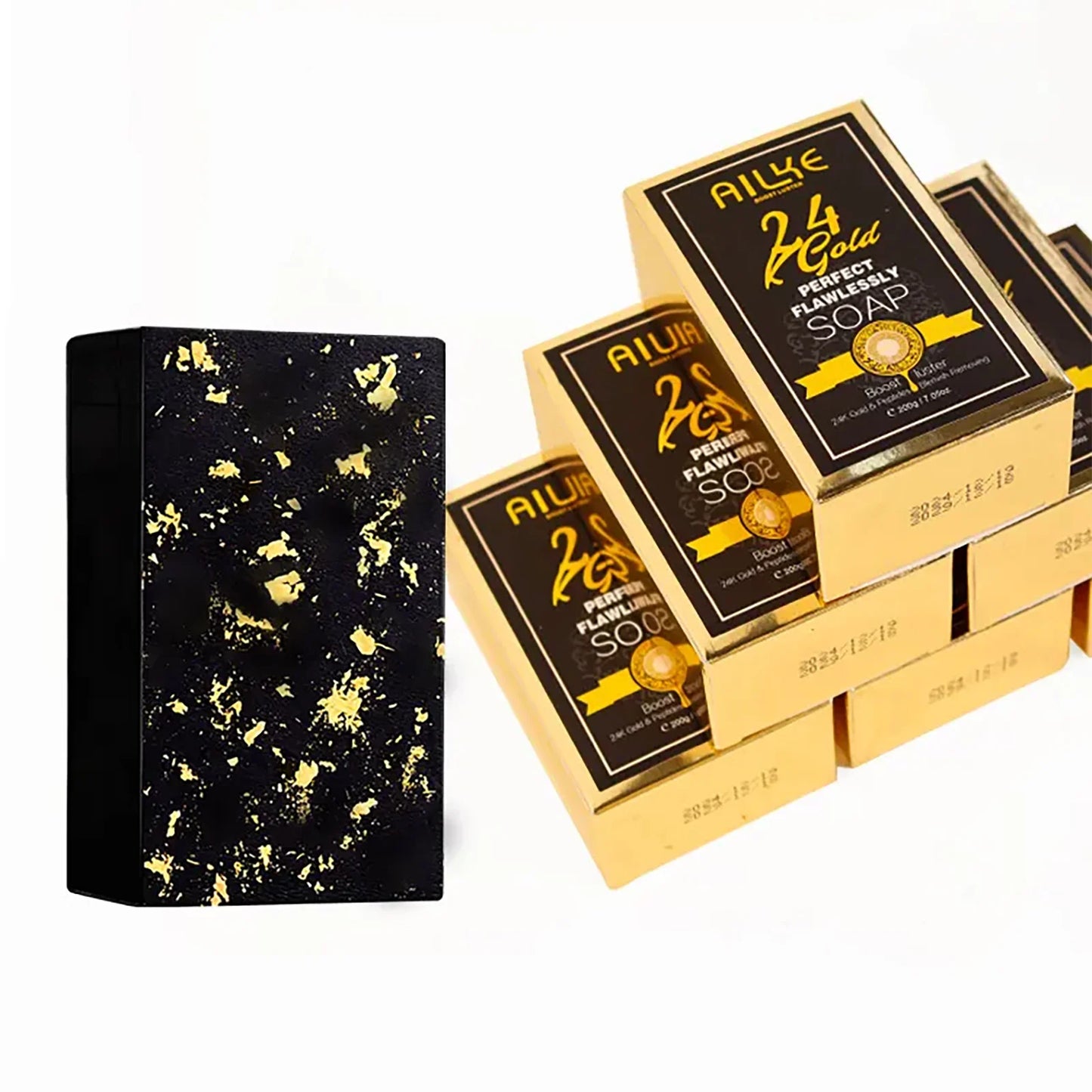 AILKE 24k Gold Perfect Flawlessly Soap, Brighten Skin, Oil Control, Exfoliating, Long-Lasting Scent, For Face & Body, 200g/7 oz