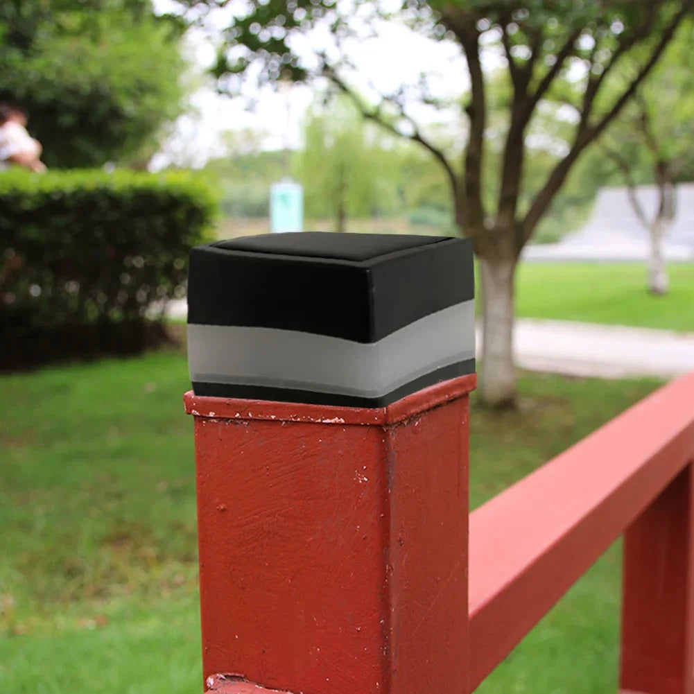 Outdoor Garden Street LED Light Solar Panel Pipe Pillar Post Square IP44 Waterproof Monocrystalline Cap Fence Lamp