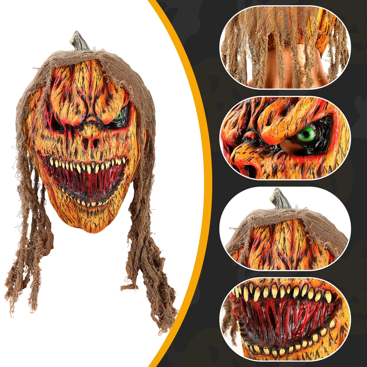 Halloween Scary Pumpkin Ghost Wig Cosplay Mask For Women