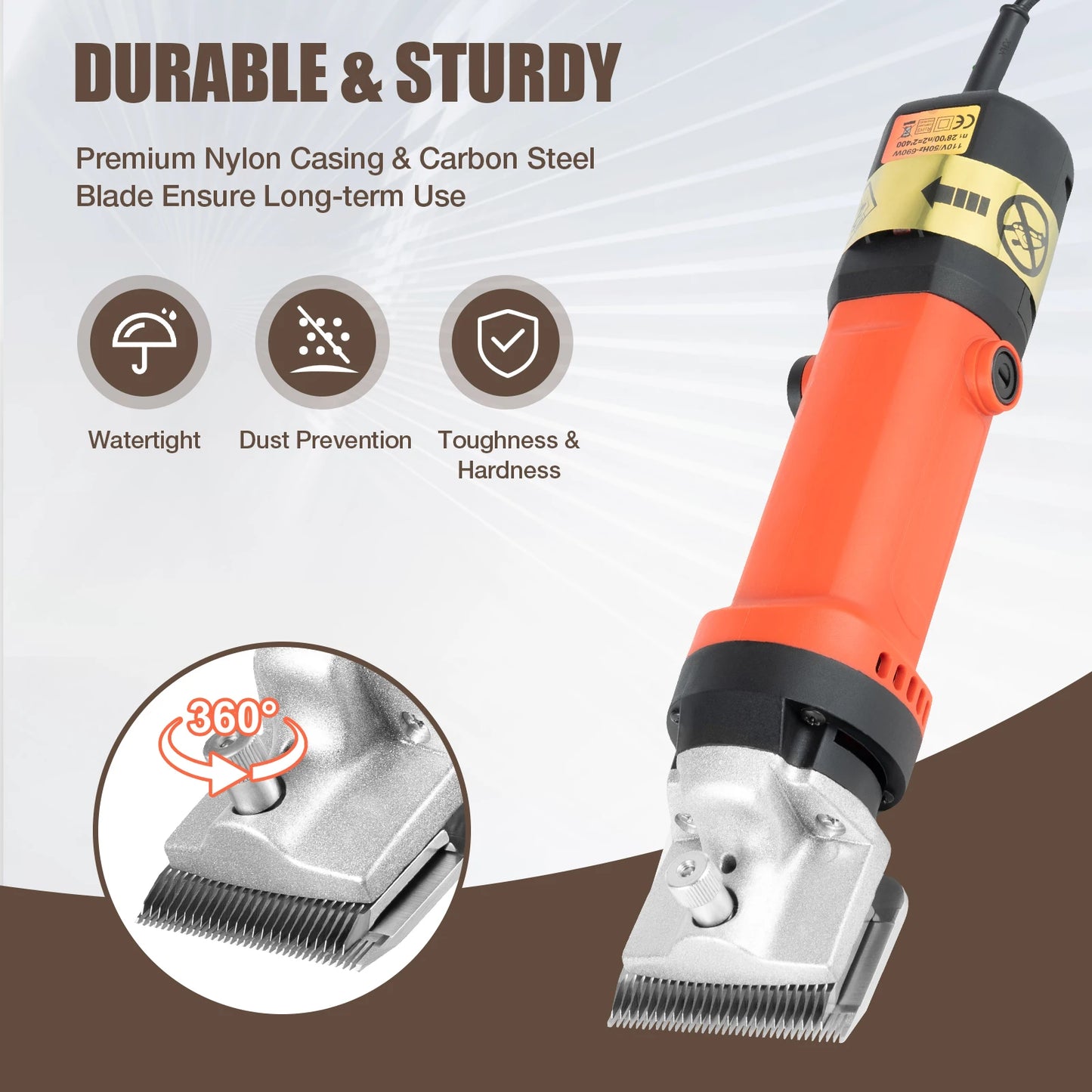 350W Electric Horse Sheep Animal Hair Clipper Shearing Trimmer Shaver 6-Speed Pet Grooming Fur Shear Cutter