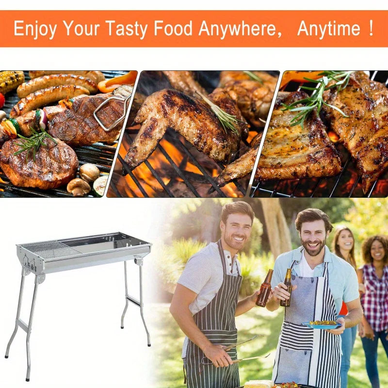 Portable Stainless Steel Barbecue Grill Folding Rack Outdoor