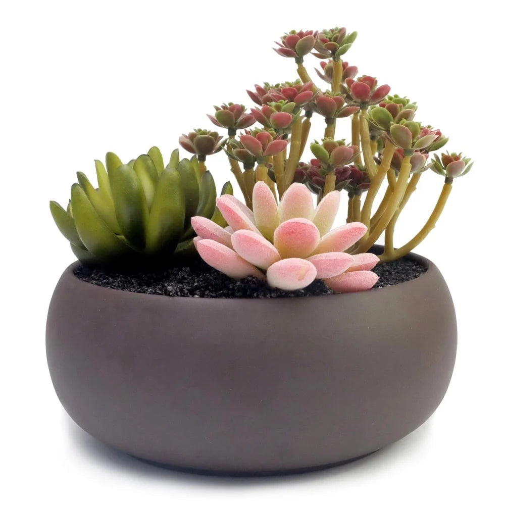 Unglazed Round Ceramic Planter Pot For Succulents Indoors