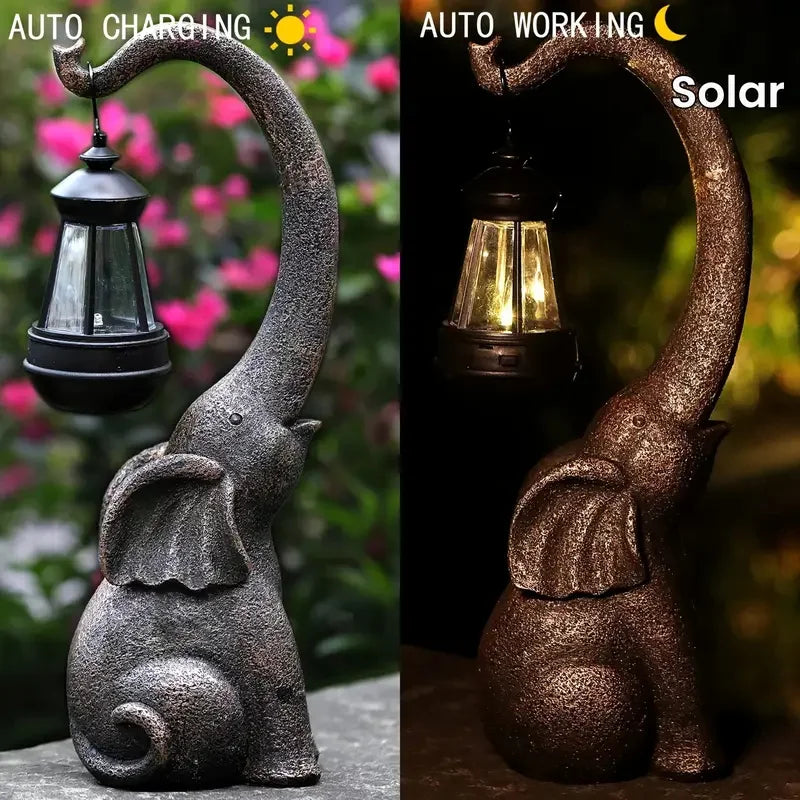 1 Pack Elephant-Shaped LED Solar Lights Garden Resin Crafts Ideal for Patio Decor Used For garden，yard，pool，Lawn 100mah