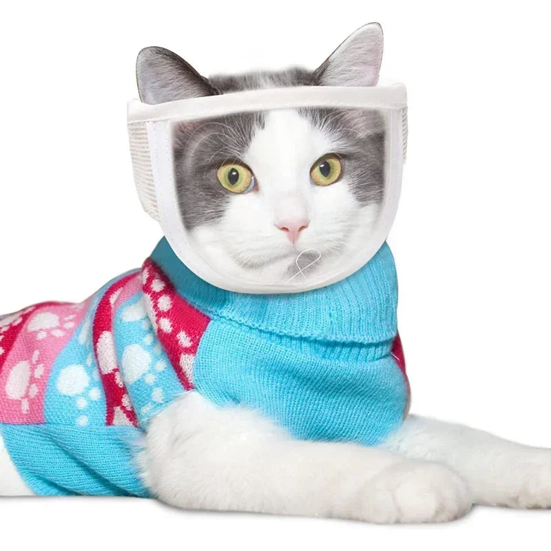 Cat Muzzle Clear Breathable Dogs Cats Bathing Grooming Tools Prevent from Cats Bite and Chew Puppy Kitten Muzzles Pet Supplies