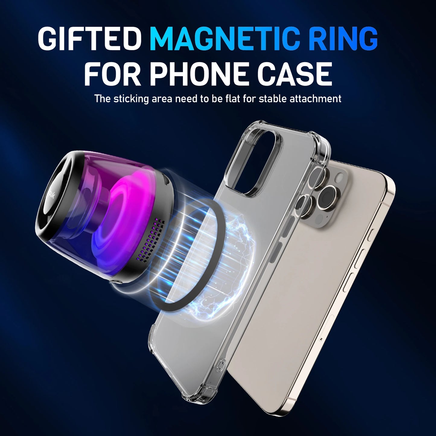 Cyber Style Magnetic Wireless Mini Speaker, 5.1 Surround Sound, High Definition Audio, Dual Stereo Bass,USB Type-C Charging,