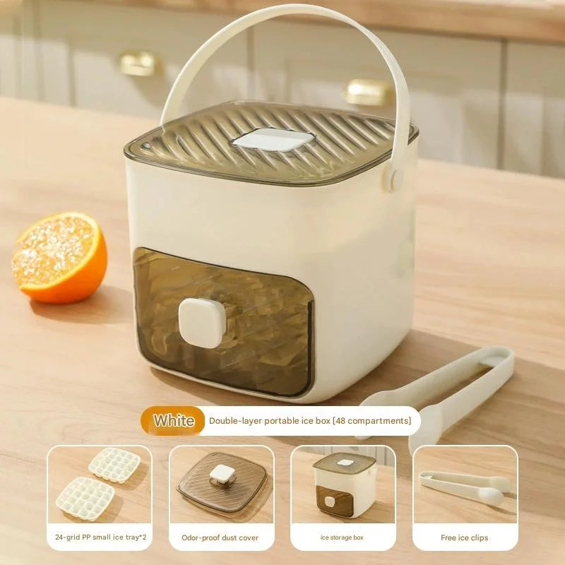 Large Capacity 48 Ice Cube Maker Double Layer Freezer Tray