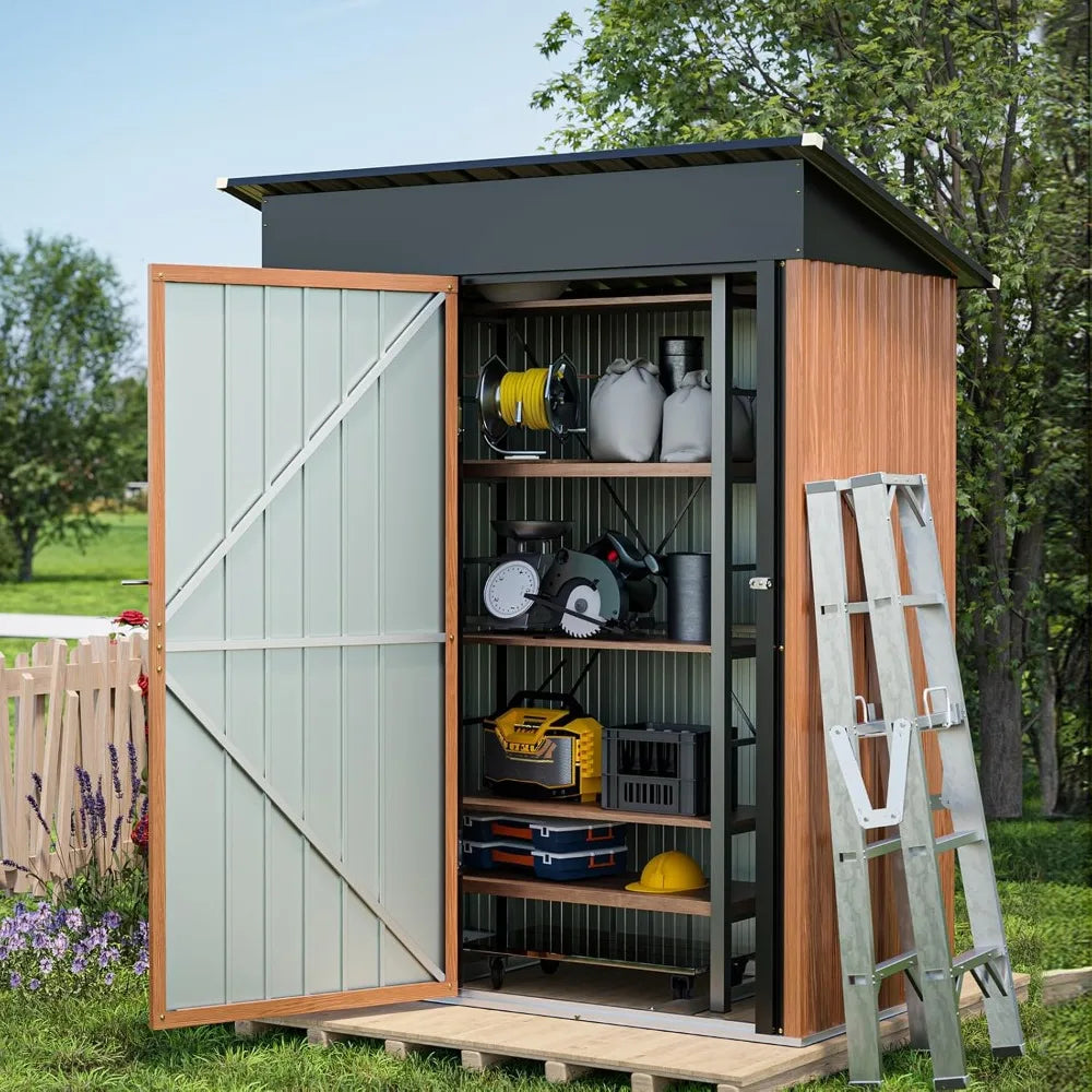 5x3 Ft Outdoor Metal Storage Shed With Floor And Lock Yard
