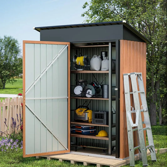 5x3 Ft Outdoor Metal Storage Shed With Floor And Lock Yard