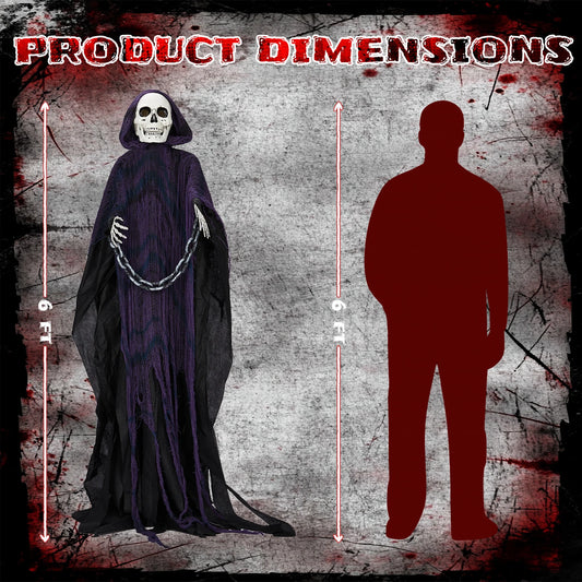 Six Foot Halloween Grim Reaper Animatronic Outdoor Decor