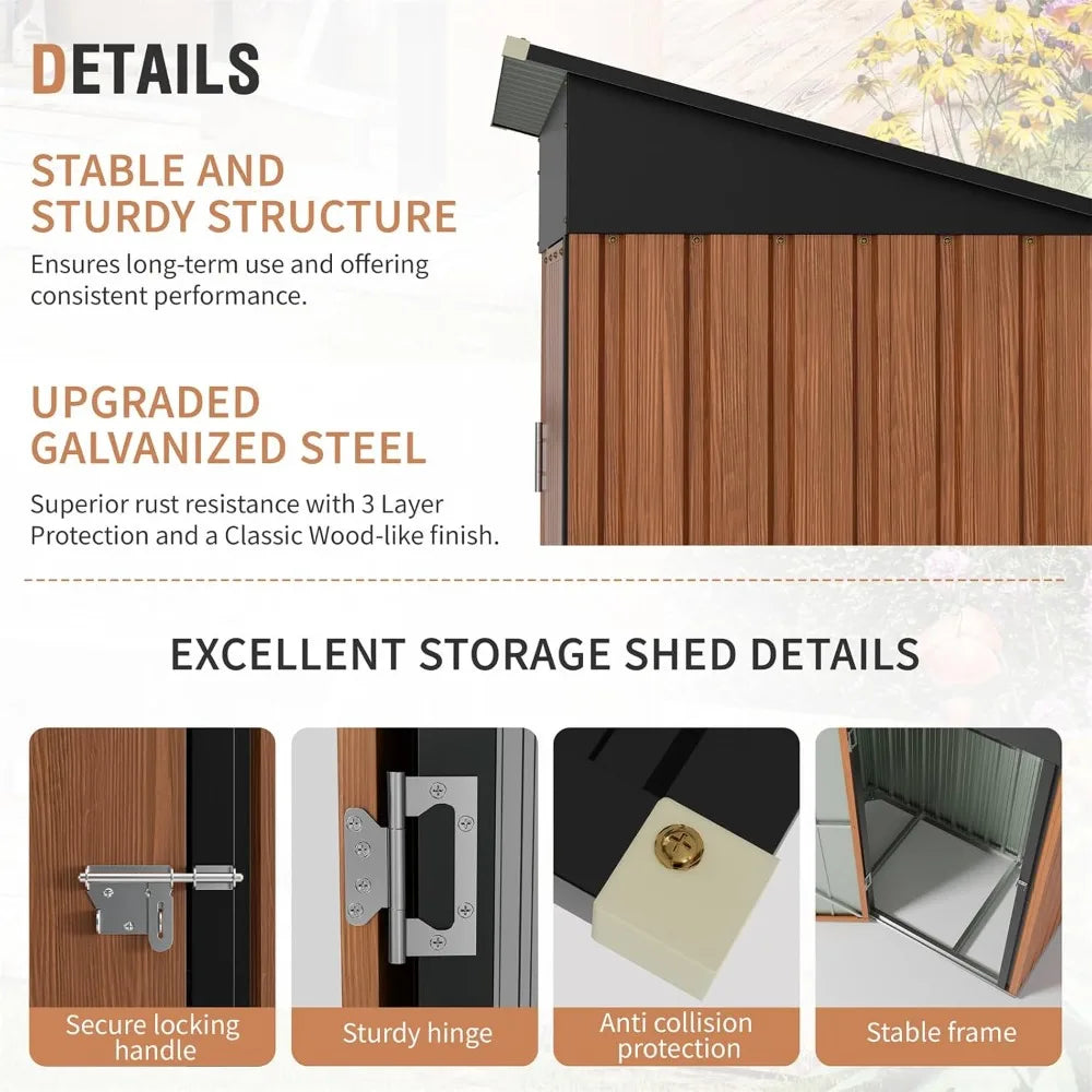 5x3 Ft Outdoor Metal Storage Shed With Floor And Lock Yard