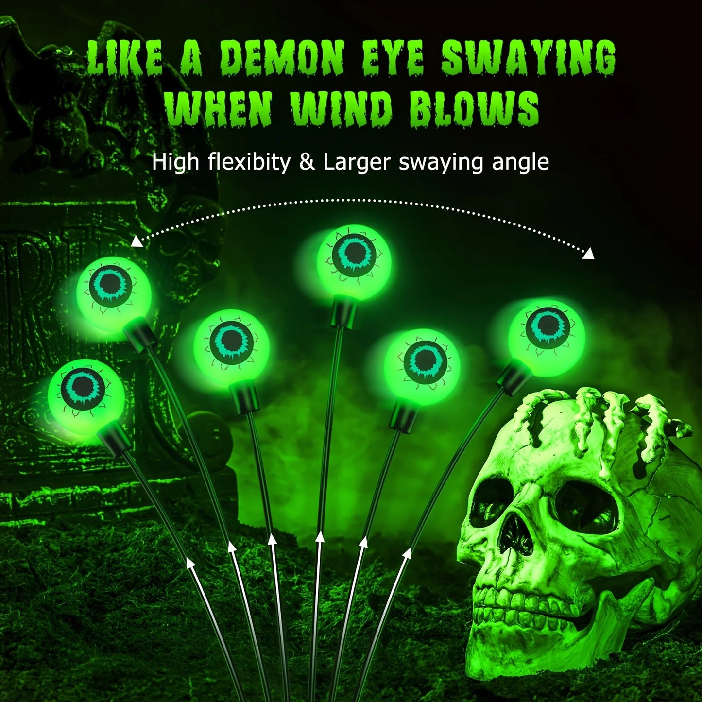 2/4/6 Pack Halloween Decorations Outdoor Solar Scary Eyeball Lights, Purple/Green Eyeball Lights, For Yard/ Garden/ Party Decor