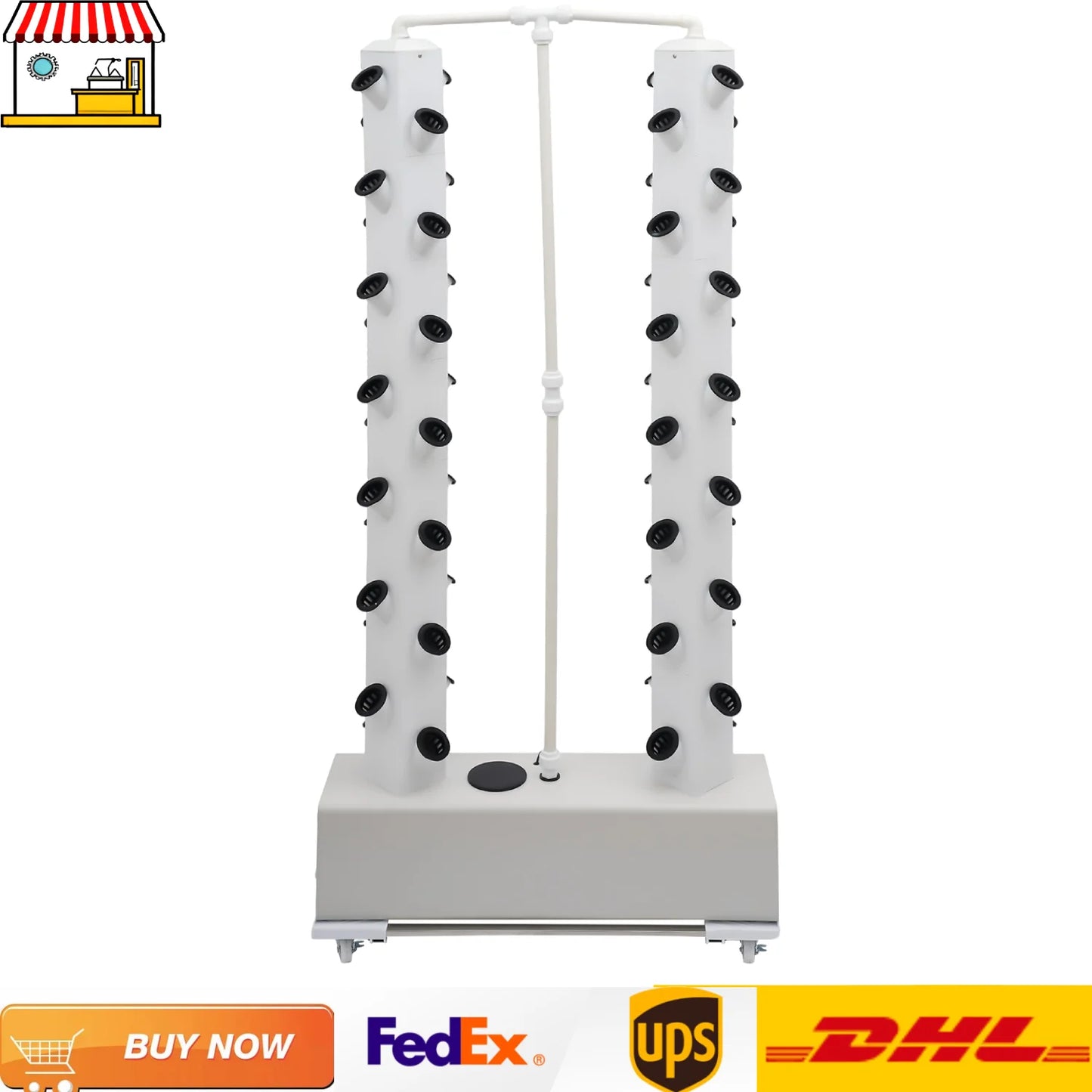 56 Hole Hydroponics Growing Kit White Vertical Tower Pump
