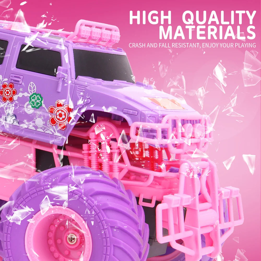 RC Car Electric Drive Off-Road Big Wheel 2.4G Cross-Country High Speed Purple Remote Control Trucks Princess Girls Toys for Kids