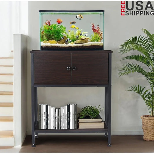 Metal Fish Tank Stand With Cabinet For 20 To 29 Gallons
