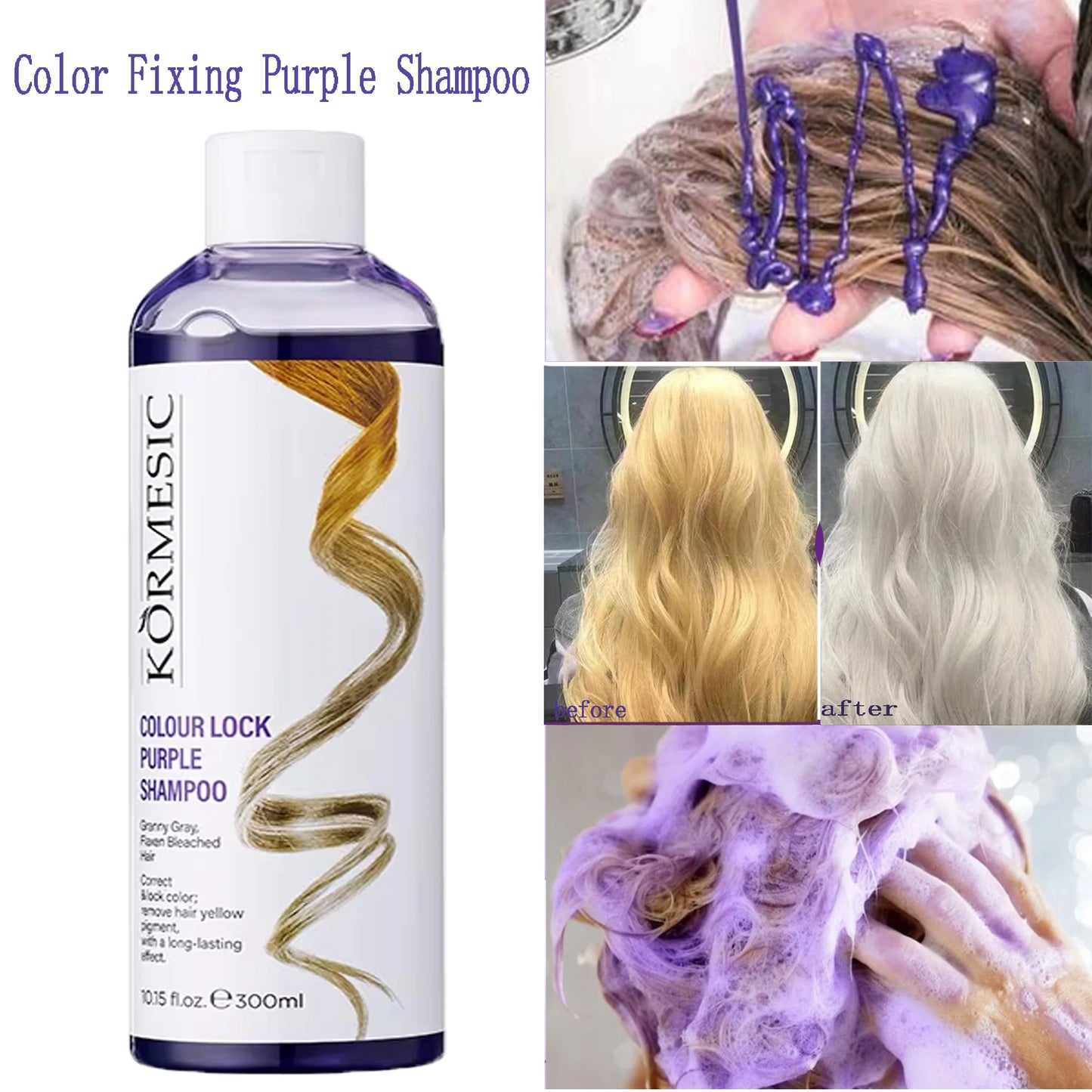 Professional Color Fixing Purple Shampoo Professional Yellow Removal Post Dyeing Gray Hair Care Bleached Highlighted Revitalize