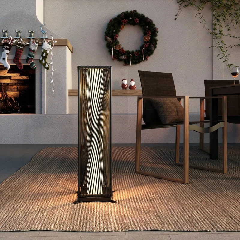 Outdoor Solar Floor Lamp, Patio Weather-Resistant Resin Wicker Solar Light for Yard, Garden, Pathway, Deck