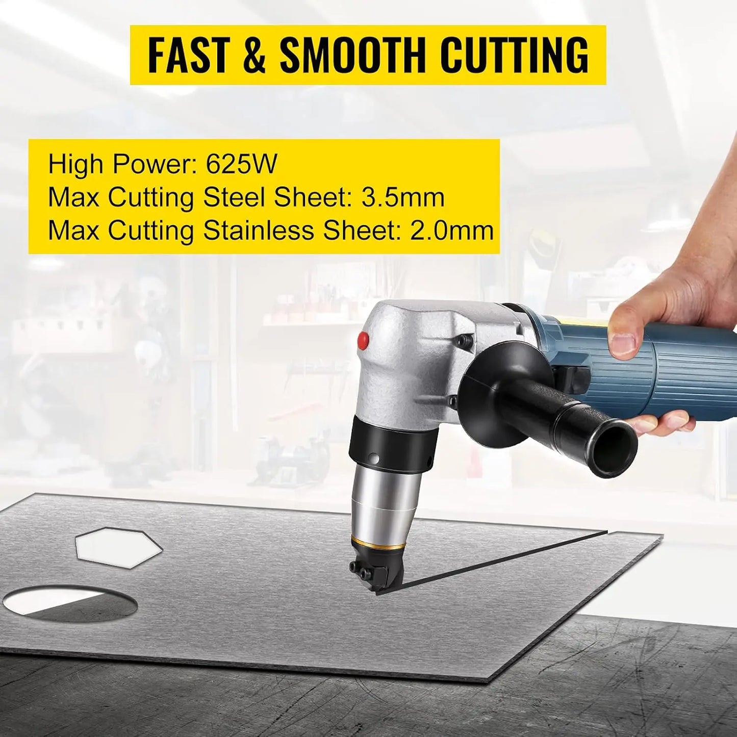 Electric Metal Nibbler 625W Nibbler Metal Cutter 1000RPM High Speed Rotor 0.16in/4mm Metal Nibbler 110V w Replaced Blades Storag