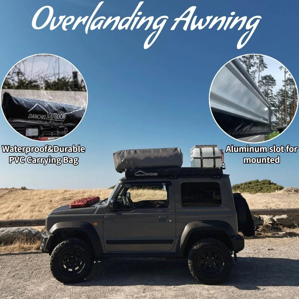 Vehicle Overlanding Awning with 3pcs Side Wall Windbreaks, Portable Car Awning Extension Shades Camper Shelter Camping8.2x9.8ft