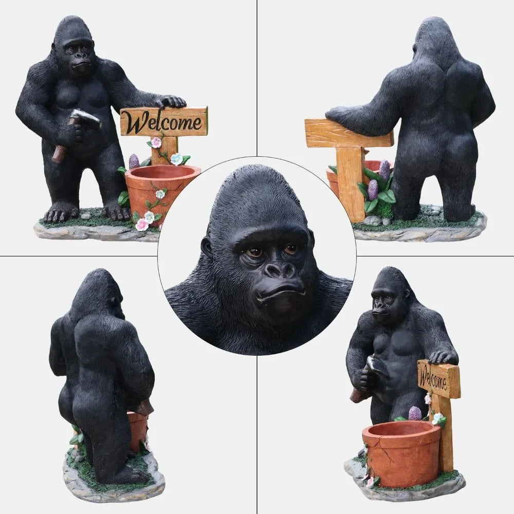 Unique Statues Planter Gorilla Statue - Gorilla Flower Pot Kingkong Garden Sculptures Animal Landscaping Ornament