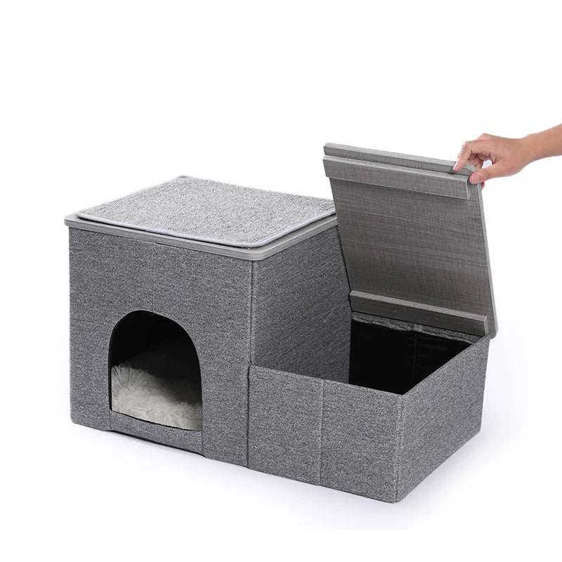 Multi-Level Stairs for Dog Cat Tree House Cando Natural Sisal Scratching Posts for Kitten Pet Tower with Cozy Bed