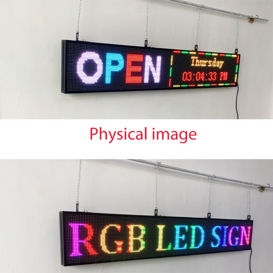 LED Scrolling Display Semi-outdoor Full Color P10 77"X14" WIFI Control Electronic for Business Advertising Board